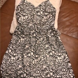 Elegant Black and White Floral Mini Dress